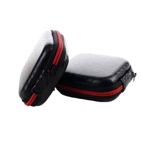 Haute qualité étanche dur noir Mini fermeture éclair carré étuis de transport casque écouteurs pochette sacs de rangement