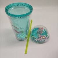 16OZ Unicorn Shinny Deckel Plastik becher mit Strohhalmen Custom Logo Tumbler Getränke flaschen