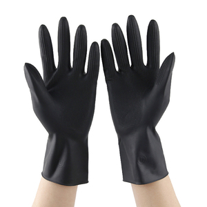 Gants en latex noir 34G robustes, motif quadrillé moyen, antidérapants, roulés, imperméables, résistants à l'huile, écologiques - Product Image 1