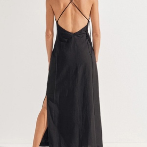 Nuevos Vestidos de Lino para Mujer, Moda de Verano, Elegantes, Cuello en V, Cintura Alta, Maxi, Casuales, con Tirantes y Bordados - Product Image 2