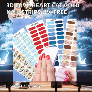 สติ๊กเกอร์ติดเล็บลายทอง 3 มิติ ลายหัวใจ ลายตาแมว ไม่ต้องอบ ไม่ต้องใช้ยูวี เจลขัดเงาแบบไม่ต้องอบ - Product Image 3