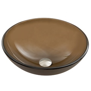 Cuivre brun peint à la <span class=keywords><strong>main</strong></span> rond armoire bassin verre trempé toilette <span class=keywords><strong>lavage</strong></span> thermofusible - Product Image 3