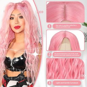 Parrucca Cosplay Premium Lunga Rosa con Stile Stratificato Realistico, Parrucche Sintetiche per Uso Quotidiano e Feste per Donne, Regalo Colorato - Product Image 4
