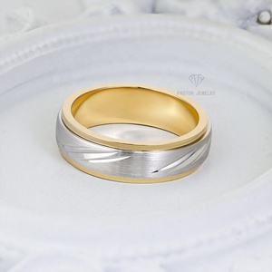 투톤 컬러 실버925 남성 반지 커스텀 각인 웨딩 밴드 파티 및 데일리 착용 - Product Image 1