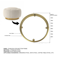 Tabouret à cadre rond en or Anneau inférieur en métal 3cm 4cm 50 haut Cadre inférieur rotatif pour table basse Cadre de canapé en acier inoxydable Base circulaire