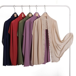 Écharpe en Chiffon Brodé Couleur Unie Personnalisée, Voile Élégant et Doux pour Femmes Musulmanes - Product Image 3
