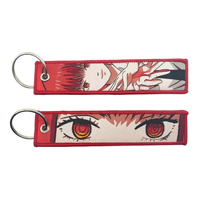 100 Thiết Kế Chất Lượng Cao Nhà Máy Tùy Chỉnh Vòng Chìa Khóa Phim Hoạt Hình Vải Keyring Satoru Gojo Dệt Logo Máy Bay Phản Lực Tag Móc Chìa Khóa Thêu - Product Image 4