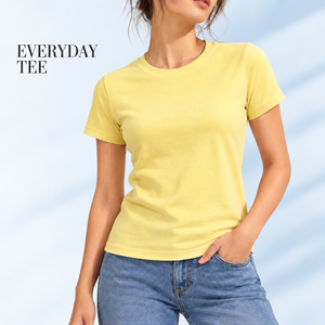 Custom Logo <b>Womens</b> 220GSM 94% Cotton 6% Spandex Ribbed <b>T</b> <b>Shirt</b> Fitted Crew Neck Short Sleeve Wholesale OEM ODM - Product Image 1