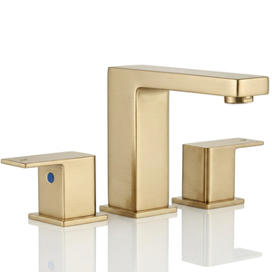 Basin Bathroom Sink Faucet 3 Hole Dual Handle Metered Ceramic Valve Core Modern Design Deck Mount Stainless Steel Chrome - Product Image 3