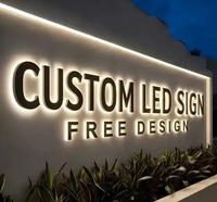 Enseigne en lettres 3D en métal rétroéclairées personnalisées, enseigne murale avec logo d'entreprise à éclairage arrière LED, signalétique commerciale intérieure et extérieure