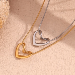 18K goud roestvrij staal holle hart hanger choker ketting voor vrouwen slangketting PVD waterdichte mode minimalistische sieraden - Product Image 2