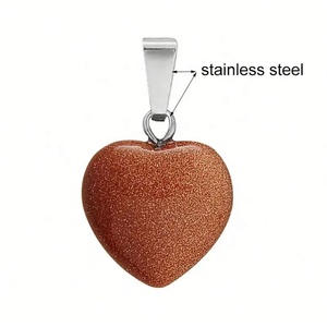 Pendentif en acier inoxydable en forme de cœur en pierre naturelle personnalisée ZYO pour femmes, collier avec pendentif en agate, bijoux DIY - Product Image 2