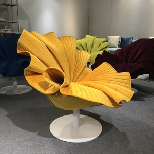 Poltrona Girevole di Lusso a 360°, Sedia Moderna di Design a Forma di Petalo in Velluto per Salotti di Ville <span class=keywords><strong>e</strong></span> Residenze di Lusso - Product Image 6