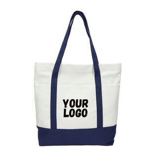 Design Stylish Boat Tote With an External Pocket, Top Zipper Closure, Daily Essentials Reusable Custom Canvas Bag - Product Image 1