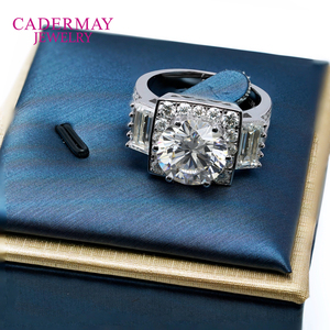 Cadermay 사용자 정의 <span class=keywords><strong>Silver925</strong></span> 모이 사 나이트 반지 11mm 5ct 메인 라운드 모이 사 나이트 다이아몬드 약혼 파티 반지 여성 남성 - Product Image 2