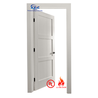 Porte d'entrée principale en bois massif pré-encadrée, homologuée UL, résistante au feu 20 minutes, 2 panneaux, style Shaker, blanche apprêtée, hauteur 6'8 pouces