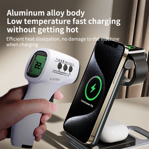 Có thể gập lại cuộn dây kép sạc không dây 15W sạc nhanh ba thiết bị hỗ trợ chip kép làm mát có thể điều chỉnh góc sạc trạm - Product Image 2