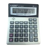 Calculadora Electrónica de Plástico de 12 Dígitos KADIO KD-1200VT con Doble Fuente de Alimentación, Negra, Hecha en China, para Uso en Oficina y Escritorio