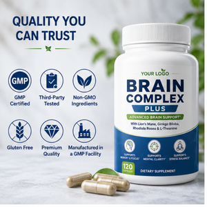120 Capsules Brain Complex Plus – Mélange Nootropique Multi-Plantes pour la Mémoire, la Concentration, la Clarté Mentale <span class=keywords><strong>et</strong></span> <span class=keywords><strong>l</strong></span>'Équilibre Sain du Stress Quotidien - Product Image 5
