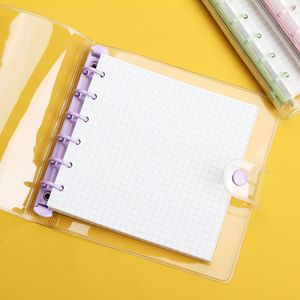 Carpeta de archivos de PVC transparente personalizada para cuaderno A5/A6 de hojas sueltas, pequeño Bloc de notas en espiral, 6 agujeros, carpeta de anillas con Clip de colores suaves, diario - Product Image 5