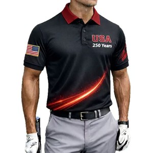 Nouveauté 2026 Chemise décontractée pour <span class=keywords><strong>homme</strong></span> à manches courtes en polyester respirant, motif Aigle et Étoiles, pour l'été, style Europe et Amérique - Product Image 3