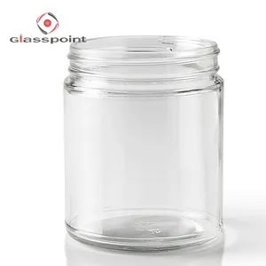 9 oz Round Clear Glass Wide Mouth Jar w/ 70-400 continuous thread neck finish