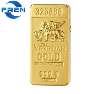 Accendino Elettrico Ricaricabile USB FREN FR-689 Antivento in Lega di Zinco con Doppio Arco a Barra d'Oro, Ecologico, con Fascio a X, Campione Gratuito - Product Image 4