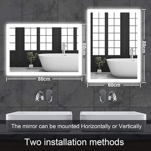 <span class=keywords><strong>Miroir</strong></span> mural à LED <span class=keywords><strong>pour</strong></span> <span class=keywords><strong>salle</strong></span> <span class=keywords><strong>de</strong></span> <span class=keywords><strong>bain</strong></span> <span class=keywords><strong>avec</strong></span> <span class=keywords><strong>éclairage</strong></span> 80*60cm Rectangle Blanc chaud/neutre Fonction gradateur étanche - Product Image 6