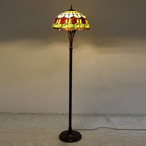 LongHuiJing 16-Inch Handmade Tiffany Style Traditional LED E27/E26 Flower Stained Glass Multicolored Adjustable Floor Lamp - Product Image 3
