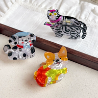 2026 YJL Accessoires pour cheveux pour femmes en stock, design animaux mignons (chat, chien) en PVC, pince requin, pince à cheveux personnalisée, vente en gros