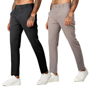 Pantalones <span class=keywords><strong>de</strong></span> traje grises sólidos al por mayor, pantalones <span class=keywords><strong>de</strong></span> algodón twill <span class=keywords><strong>de</strong></span> moda casual <span class=keywords><strong>para</strong></span> <span class=keywords><strong>hombre</strong></span>, corte ajustado, personalizados, BB0327 HHJ - Product Image 1