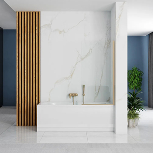 Bandeja rectangular con bisagras cromadas, puerta de <span class=keywords><strong>ducha</strong></span> de bañera plegable de vidrio transparente, <span class=keywords><strong>Panel</strong></span> de pantalla cuadrada deslizante para hoteles - Product Image 4