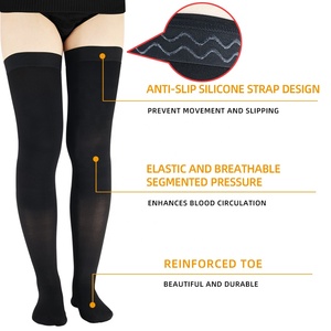 Media de alta compresión de muslo transparente Par de dedos cerrados Unisex 15-20mmHg - Product Image 4