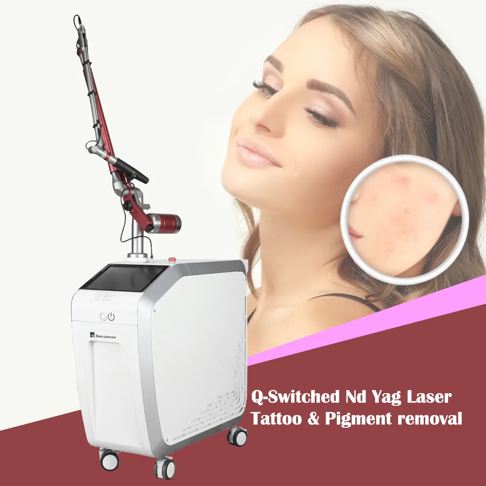 Dalam stok saklar Q kelas medis nd yag laser penghilang tato pemutih kulit sistem laser dengan CE TUV diakui