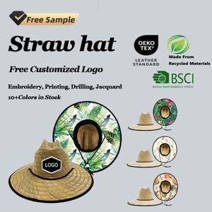 Sombreros de Paja para Playa con Logotipo Personalizado al por Mayor, Protección Solar Tropical, Ala Ancha, Resistentes a los Rayos UV, Material Natural, Sombreros de Paja para Salvavidas - Product Image 1