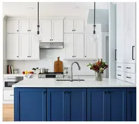 Meubles de cuisine modulaires modernes PRIMA en bois massif laqué, finition Shaker, avec comptoir en marbre et robinet, garantie 5 ans pour appartement