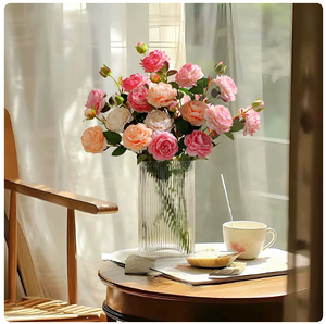 Bouquet di Peonie Artificiali in Plastica, Stile Naturale, per Sala da Pranzo, Fioritura Ricca ed Eterna, per San Valentino e Festa della Mamma - Product Image 4