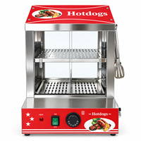 Armoire chauffante électrique commerciale 27L pour hot-dogs, 500W, en acier inoxydable, à poser sur comptoir, pour café, restaurant et stand de concession
