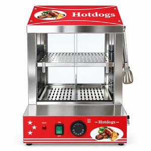 Kabinet Pemanas Hot Dog Listrik Komersial 27L 500W, Penghangat Makanan Stainless Steel untuk Kafe, Restoran, dan Stan Jajanan - Product Image 2