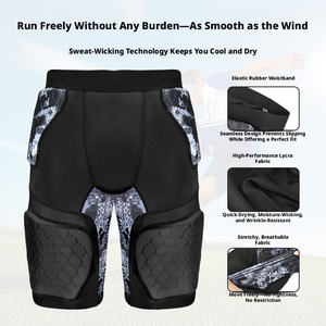 Shorts de compression rembourrés pour hommes avec protection 5 points hanches-cuisses, pour football, patinage, hockey, cyclisme et baseball - Product Image 3