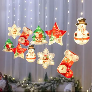 Neue LED-Farb vorhang lampe Weihnachts fenster dekoration Farb malerei Wasserdichte Batterie Eisbar Lampe Lichterketten