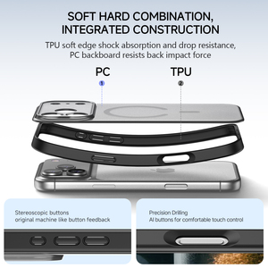 <span class=keywords><strong>เคส</strong></span>โทรศัพท์แม่เหล็ก N52 แบบเต็มตัว ผิวด้าน สำหรับ <span class=keywords><strong>iPhone</strong></span> 17 18 ซีรีส์ ป้องกันแรงกระแทก ผลิตจากวัสดุ TPU+PC แบบไฮบริด  ผิวสัมผัสนุ่ม โปร่งแสงบางส่วน - Product Image 3