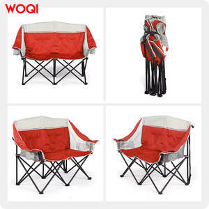Silla plegable extra grande WOQI para acampar, con marco de aluminio, tela Oxford roja, doble asiento con reposabrazos y portavasos - Product Image 4