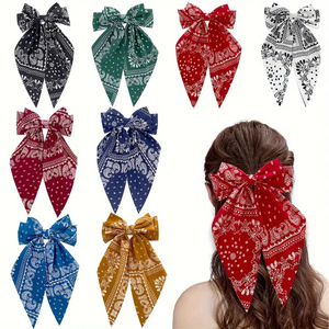 Paisley stampa tessuto capelli bandana fiocco molletta per le donne-dolce stile accessori per capelli per il ballo di San Valentino di Halloween - Product Image 2
