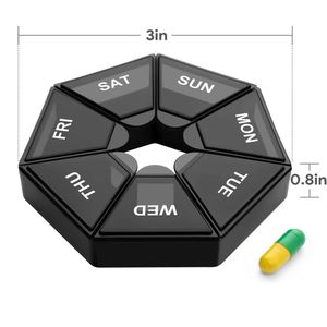 Boîte à pilules portable à 7 compartiments en PP/ABS, organiseur hebdomadaire avec fonctions pour une semaine complète, idéale pour le rangement de bijoux - Product Image 4