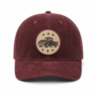 Casquette de baseball en velours côtelé avec logo brodé personnalisé, style vintage, rouge vin, 6 panneaux structurés, fermeture snapback, pour l'automne et l'hiver