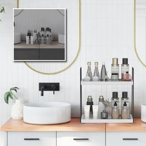 Bathroom/Toilet Plastic <b>Rotating</b> Storage <b>Rack</b>, Double-Layer Thickened Wall-Mounted No-Drill Kitchen Storage <b>Rack</b>, <b>Spice</b> <b>Rack</b> - Product Image 3