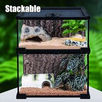 Terrarium en verre pour reptiles, vivarium, boîte d'élevage avec verre ultra-transparent pour crabe ermite, gecko, lézard, serpent, tortue