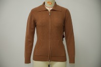 Cardigan en tricot zippé pour femme, col rabattu, manches longues, coupe ajustée, veste décontractée