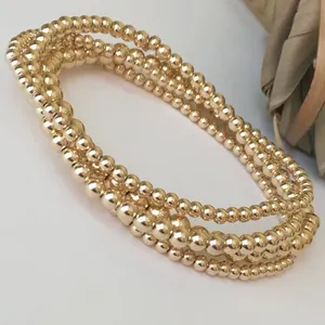 Pulseira boêmia 18k, bracelete de contas cheias de ouro com fecho dourado